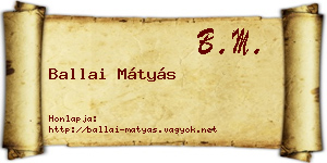 Ballai Mátyás névjegykártya